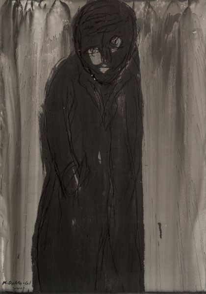 Black Tears, 2003,  Acrylic Ink on paper,100x71cm